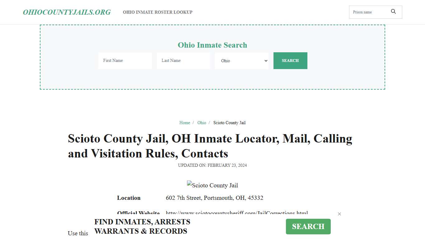 Scioto County Jail, OH: Inmate Search Options, Visitations, Contacts