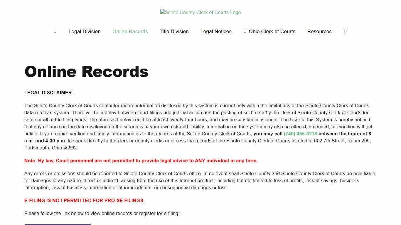 Online Records – Scioto County Clerk of Courts